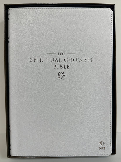 NLT SPIRITUAL GROWTH BIBLE LEATHER WHITE-1241