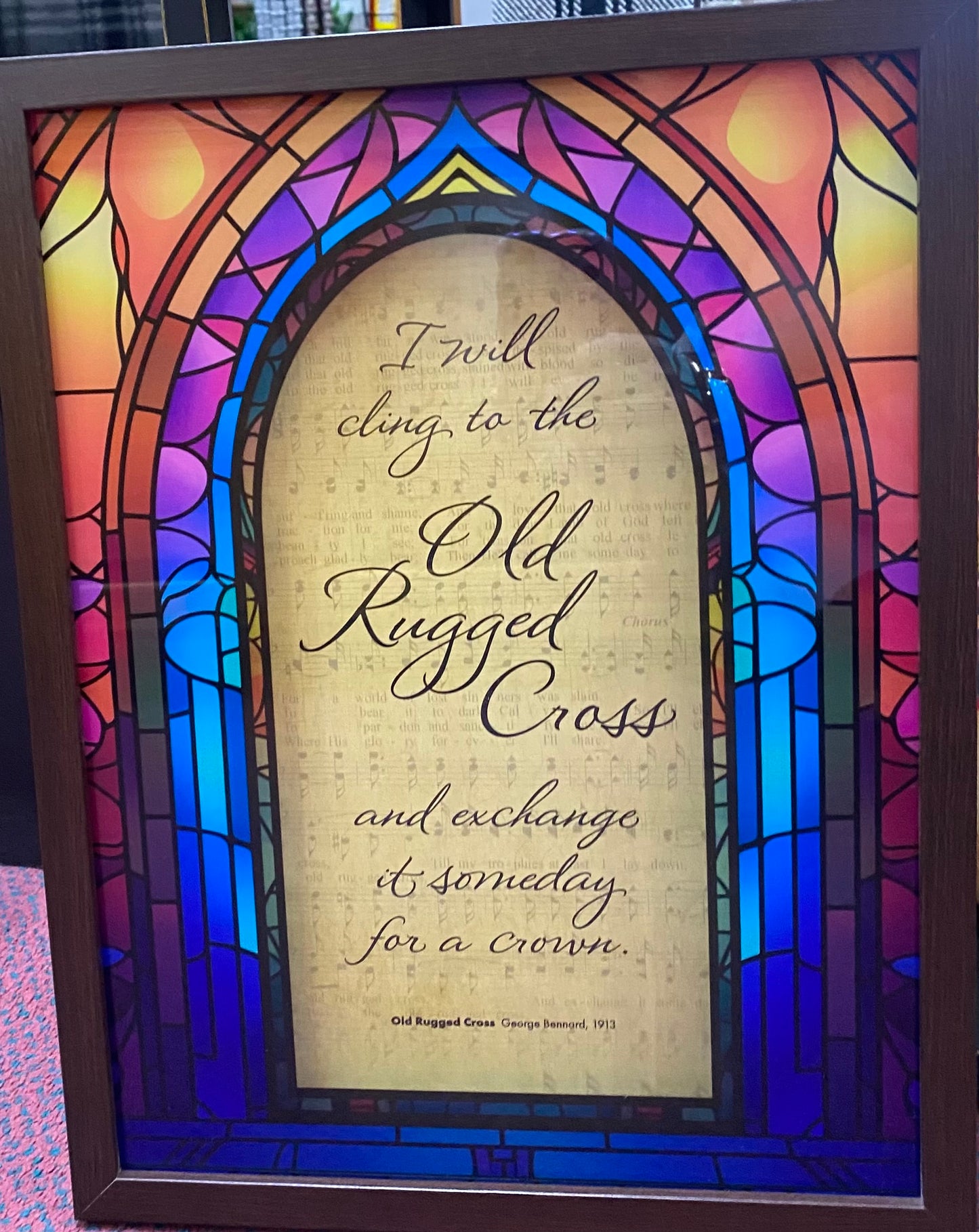 OLD RUGGED CROSS FRAMED WALL ART-0518