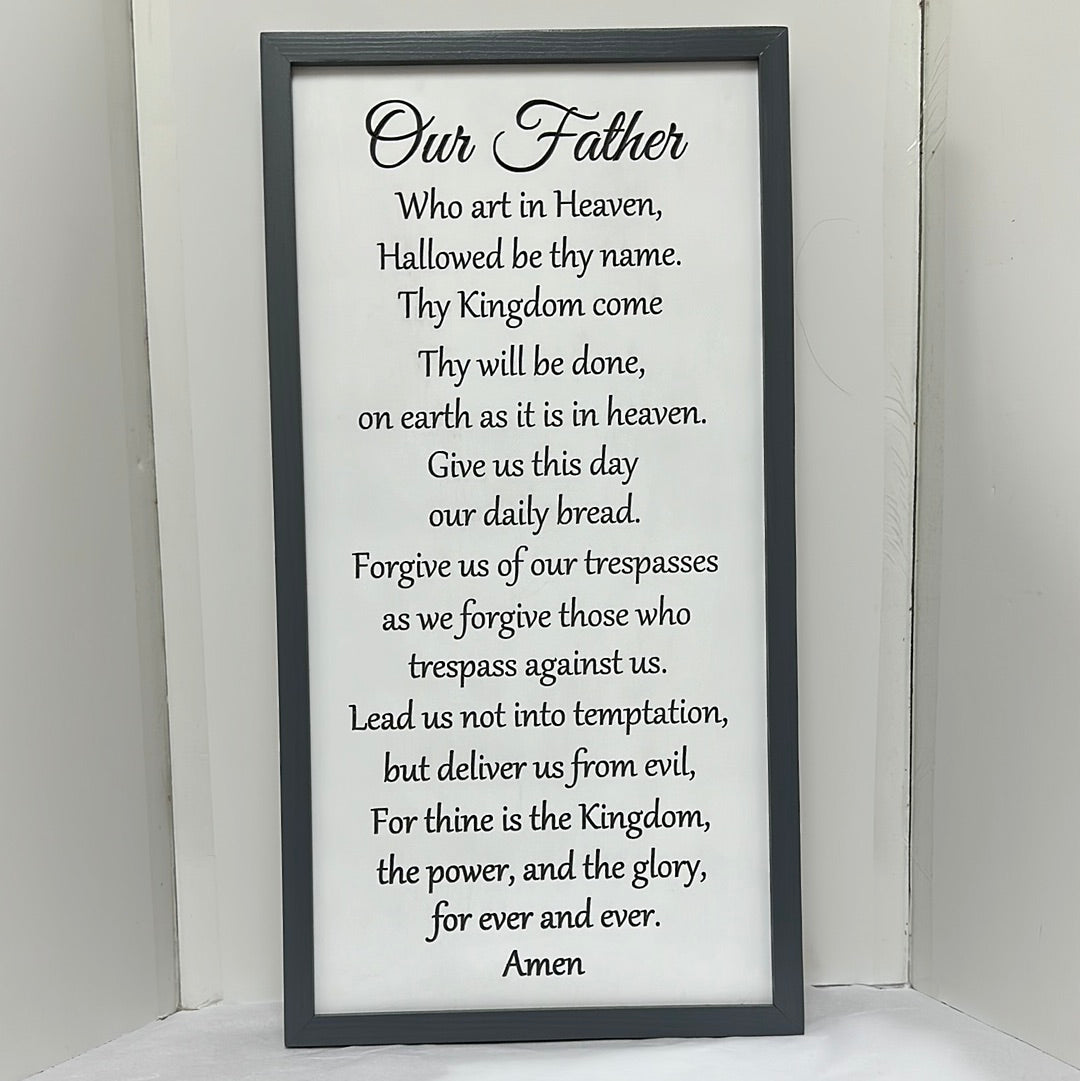 OUR FATHER PLAQUE WHITE-8934 : 13X25