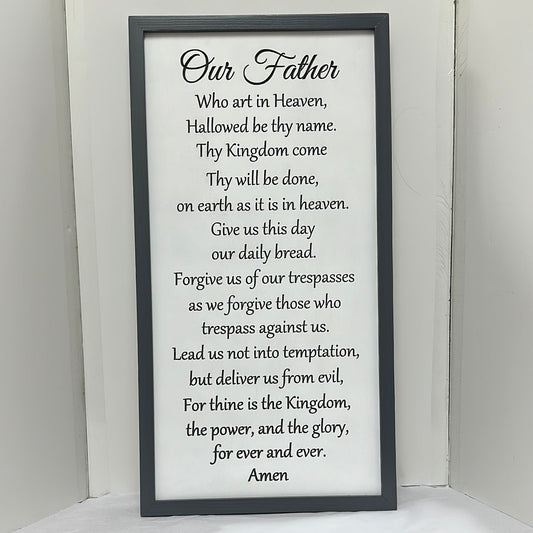 OUR FATHER PLAQUE WHITE-8934 : 13X25