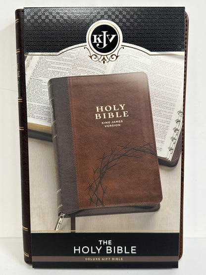 KJV DELUXE GIFT BIBLE CROWN OF THORNS TWO TONE W/ZIPPER-0007