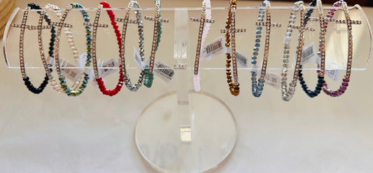 ASSOCIATED CRYSTAL SIDE CROSS SRETCH BRACELETS-7062