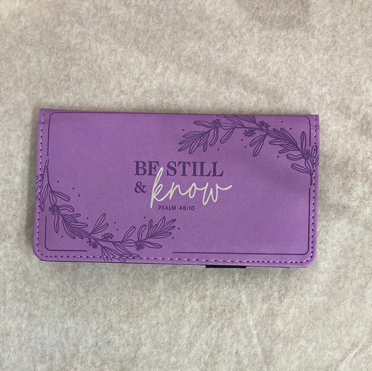 BE STILL PURPLE CHECKBOOK COVER-6892