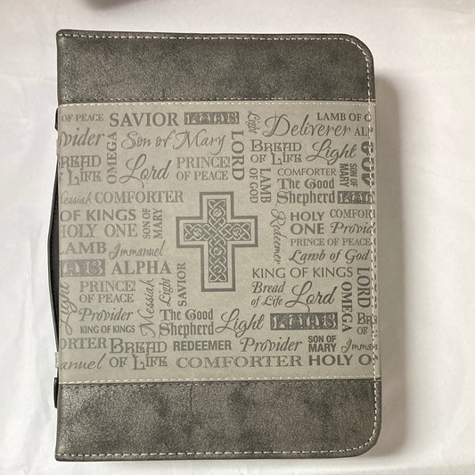 NAMES BLK/GRAY XL BIBLE COVER-7183