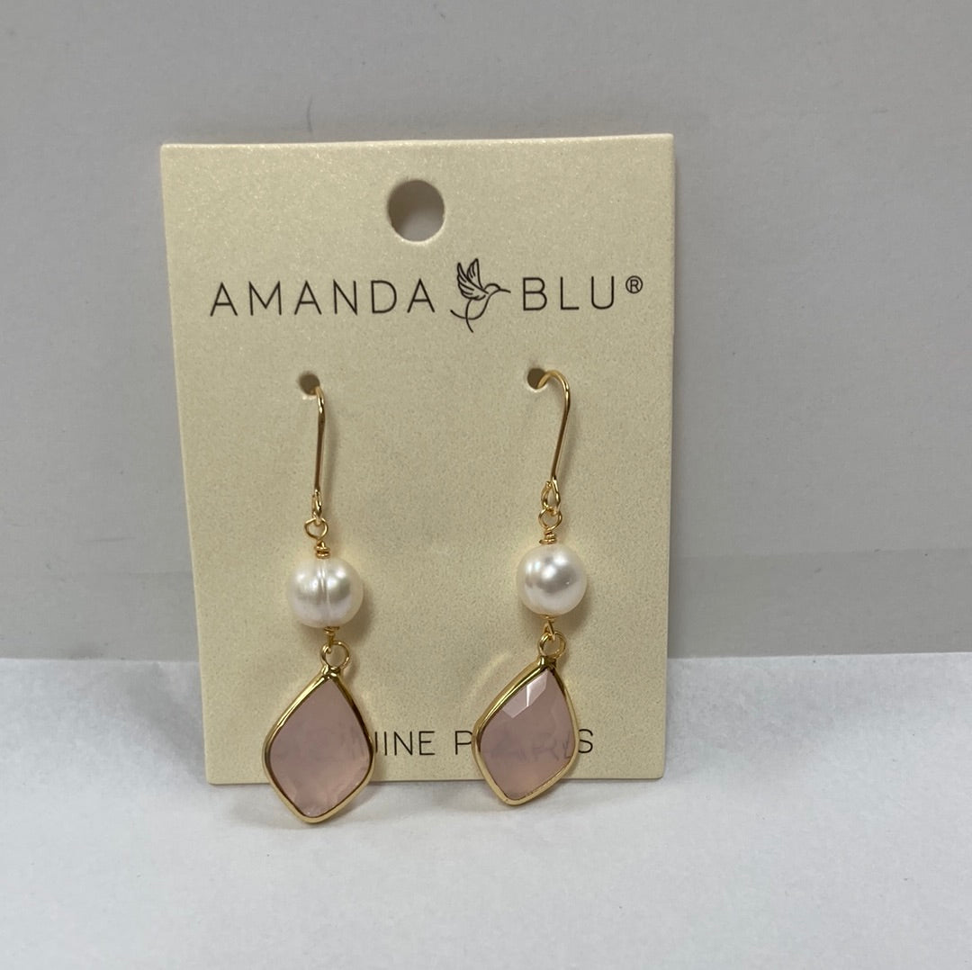 GOLD/BLUSH PEARL DROP EARRING-4857