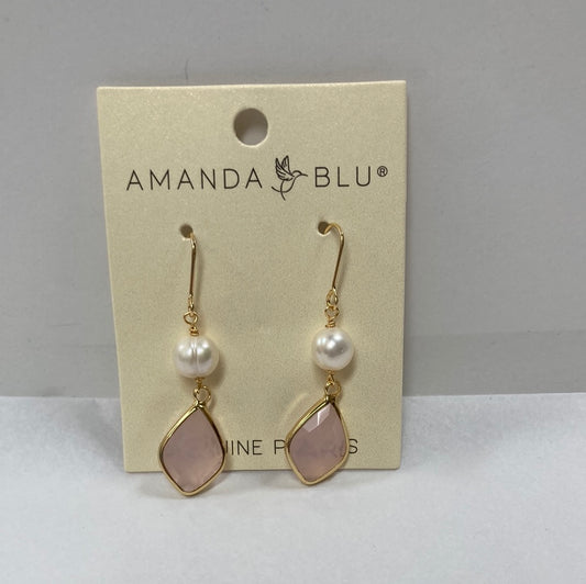 GOLD/BLUSH PEARL DROP EARRING-4857