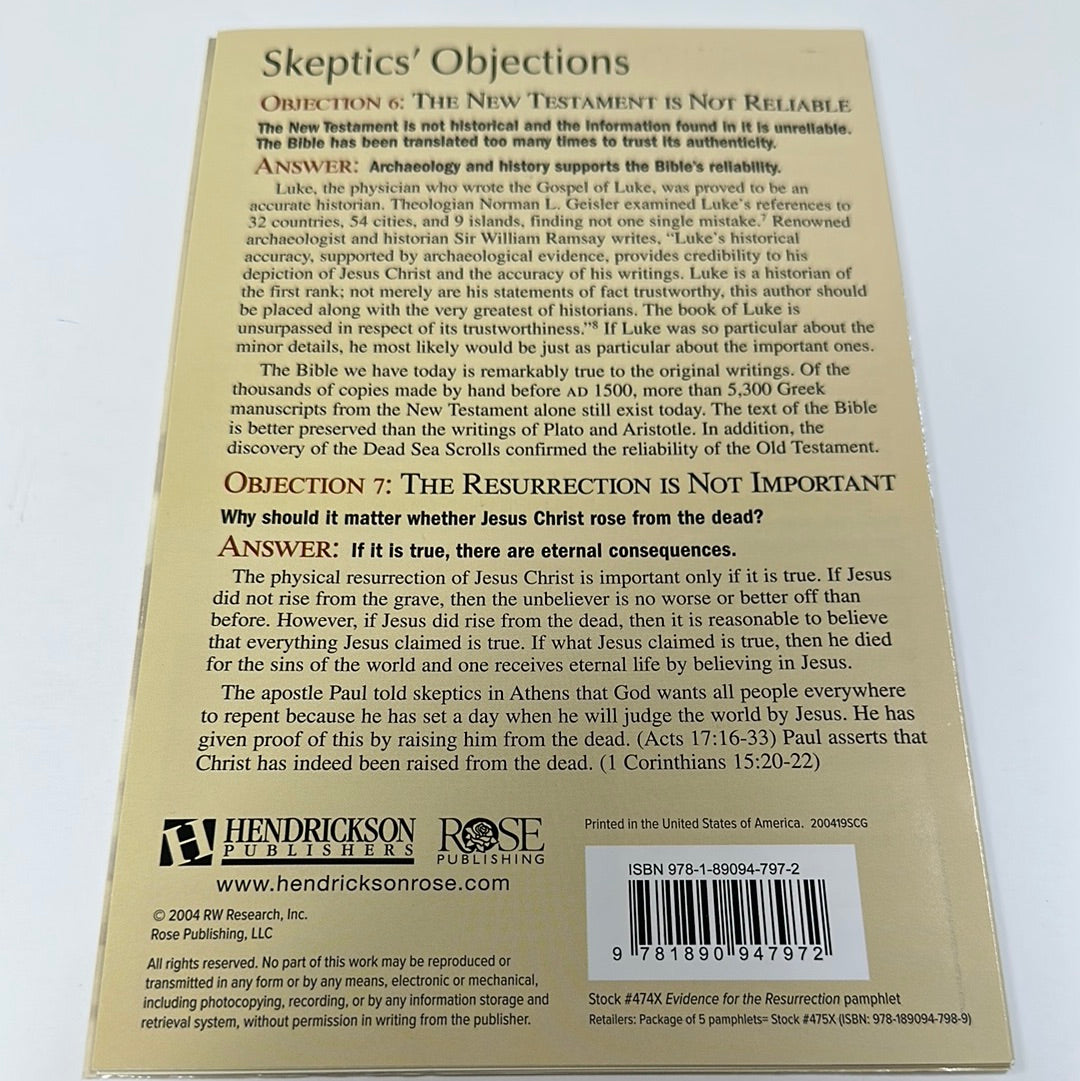 EVIDENCE/RESURRECTION PAMPHLET-7972