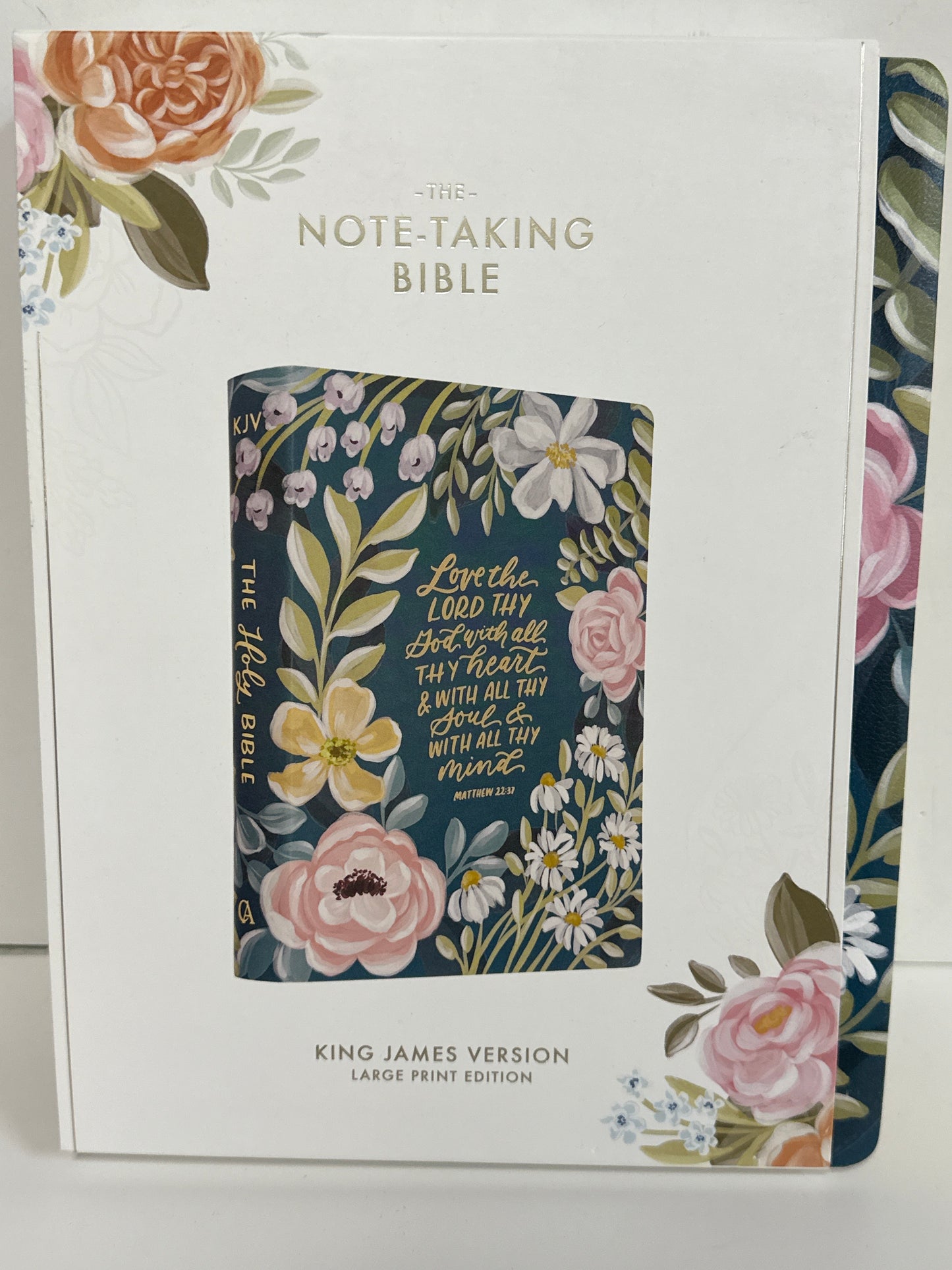KJV LOVE THE LORD LG PRINT GREEN FLORAL NOTE TAKING BIBLE-7120