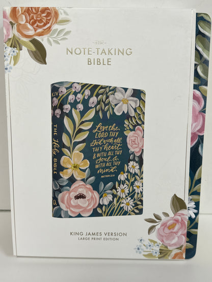 KJV LOVE THE LORD LG PRINT GREEN FLORAL NOTE TAKING BIBLE-7120