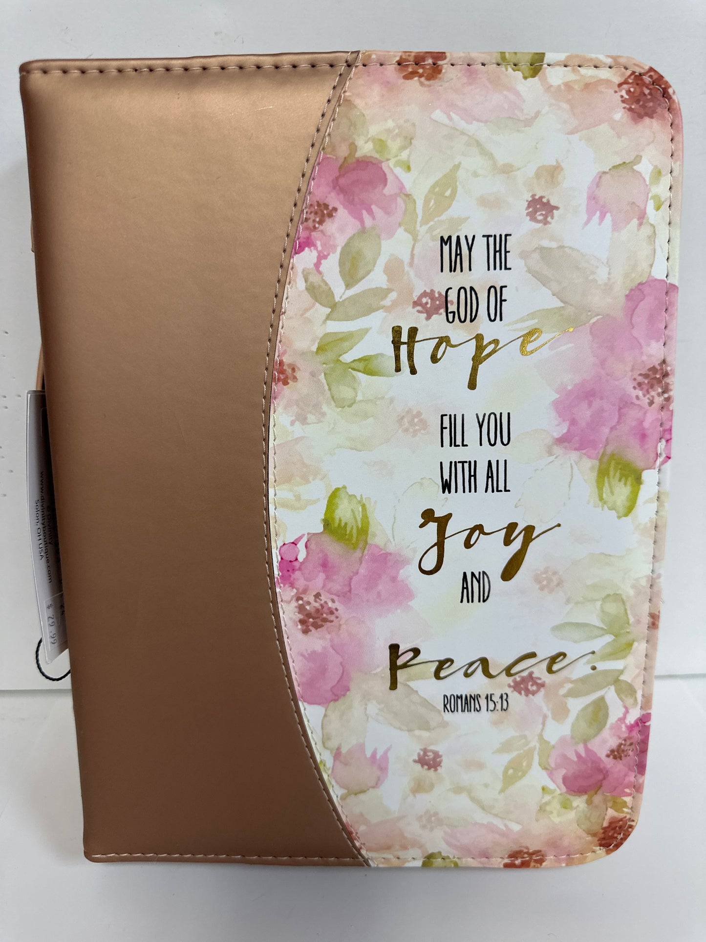 MAY THE GOD OF HOPE PEACH FLOWERS XL BIBLE COVER-3930