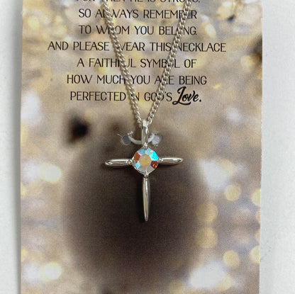 CROSS W/LG CZ SP NECKLACE-1633 : 18 IN