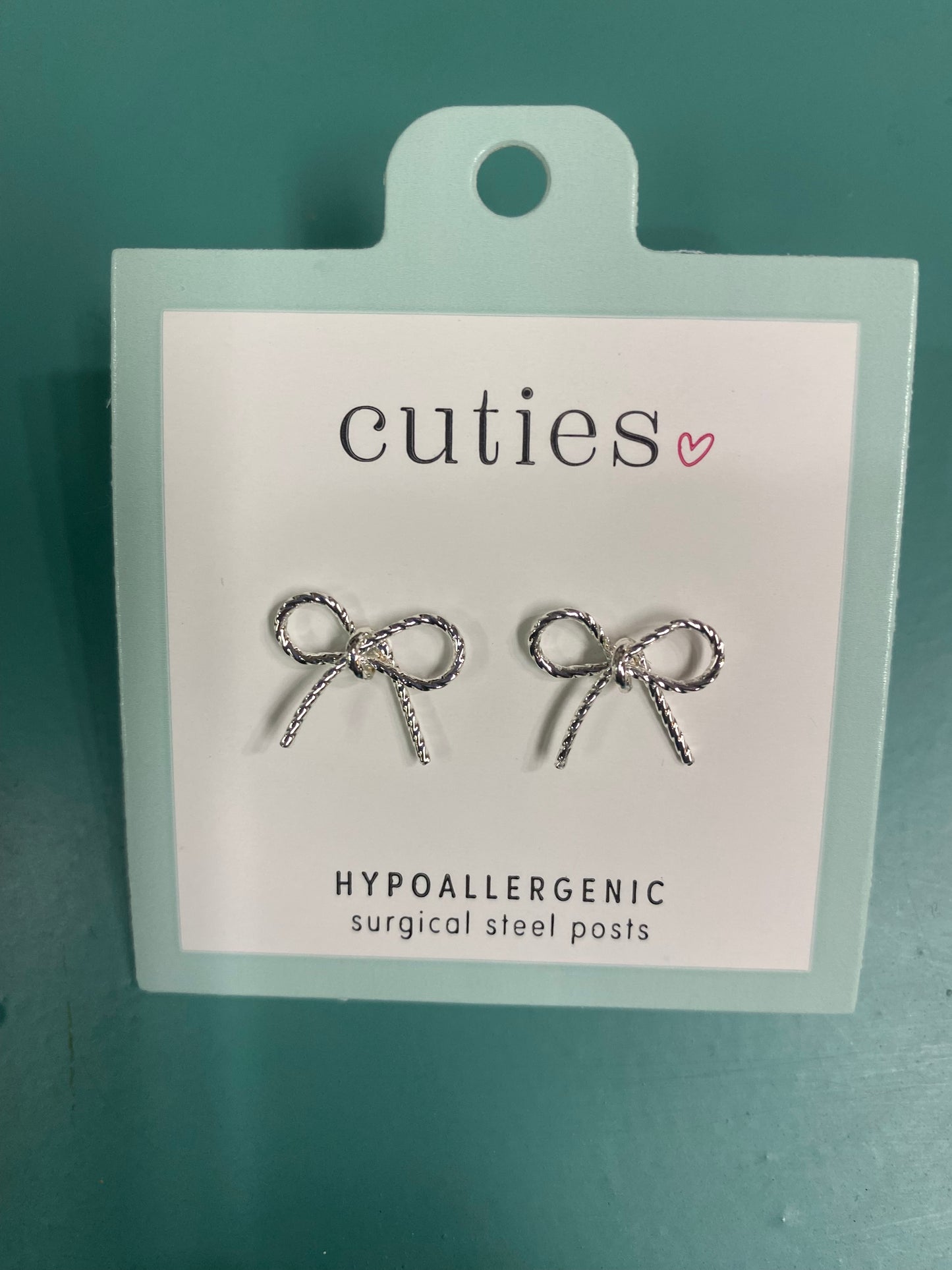 SILVER ROPE BOWS EARRINGS-1793