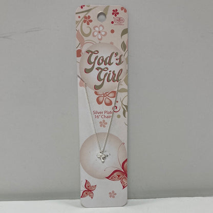 CZ MINI PETAL CROSS SP NECKLACE-8883 : 16 IN