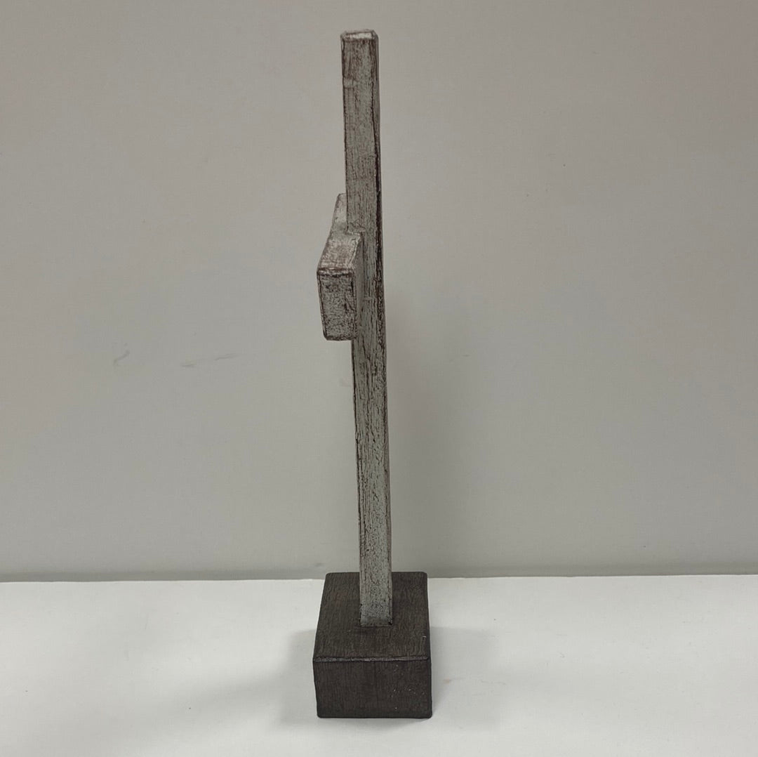 WHITE WASHED TABLETOP CROSS-5017