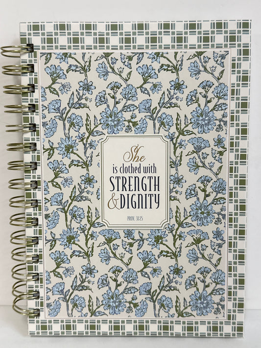 STRENGTH & DIGNITY BLUE FLORAL JOURNAL-6238
