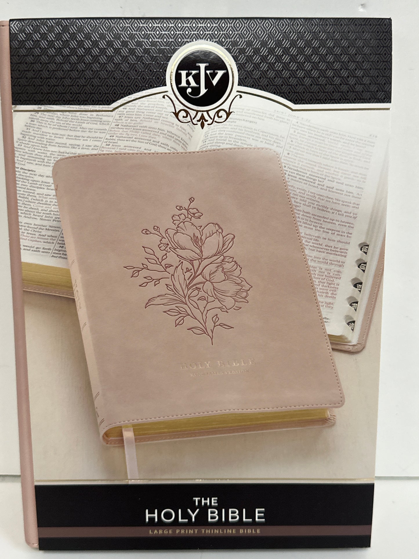 KJV LARGE PRINT THINLINE BIBLE PINK FLOWERS-9919