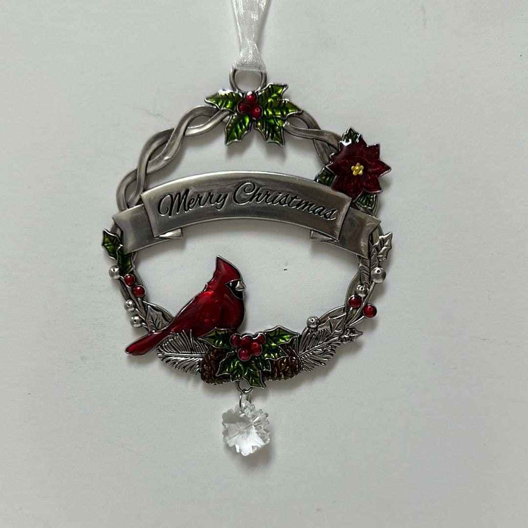 MERRY CHRISTMAS CARDINAL ORNAM-7505