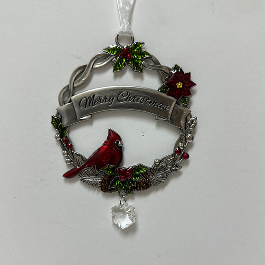 MERRY CHRISTMAS CARDINAL ORNAM-7505