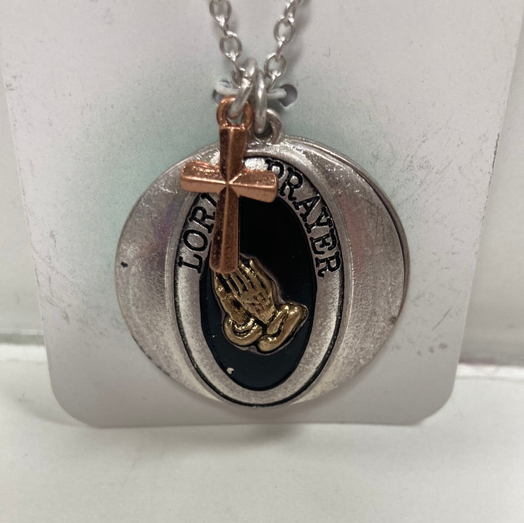 LORD'S PRAYER SP/GP NECKLACE-4073 : 24 IN