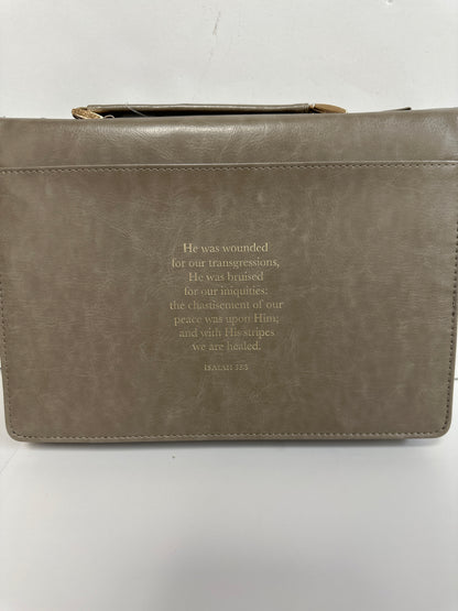 AMAZING GRACE TAUPE MEDIUM BIBLE COVER-0084