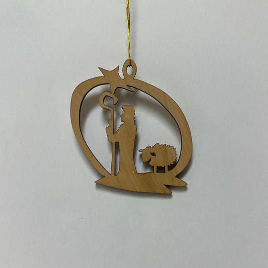 HL OLIVE WOOD SHEPHERD ORN-0155