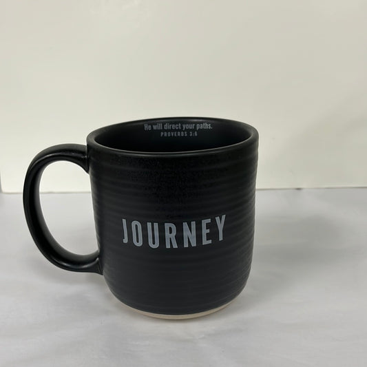 JOURNEY TEXTURED BLACK MUG-6984