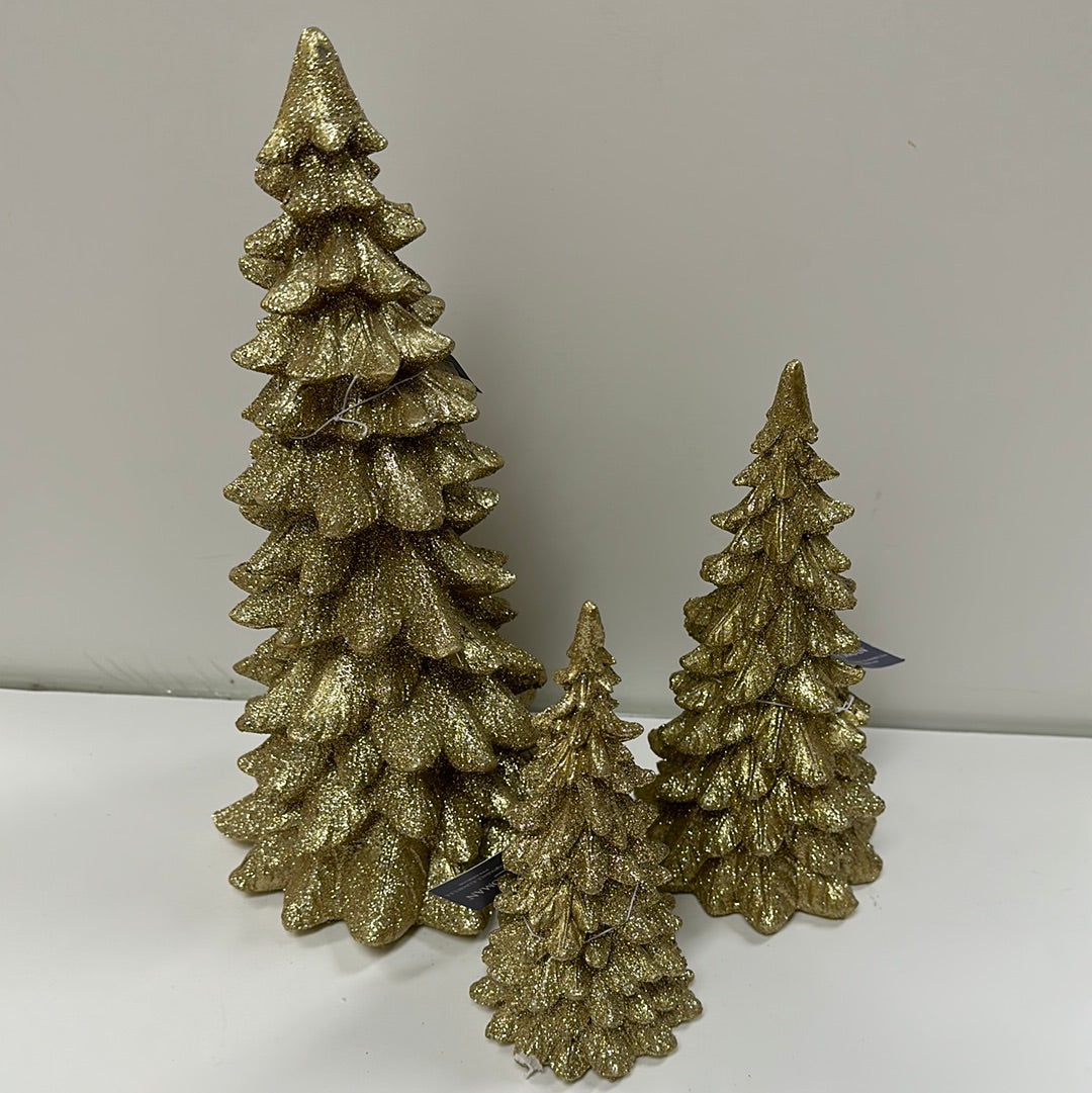 GOLD GLITTER TREES S/3-1535