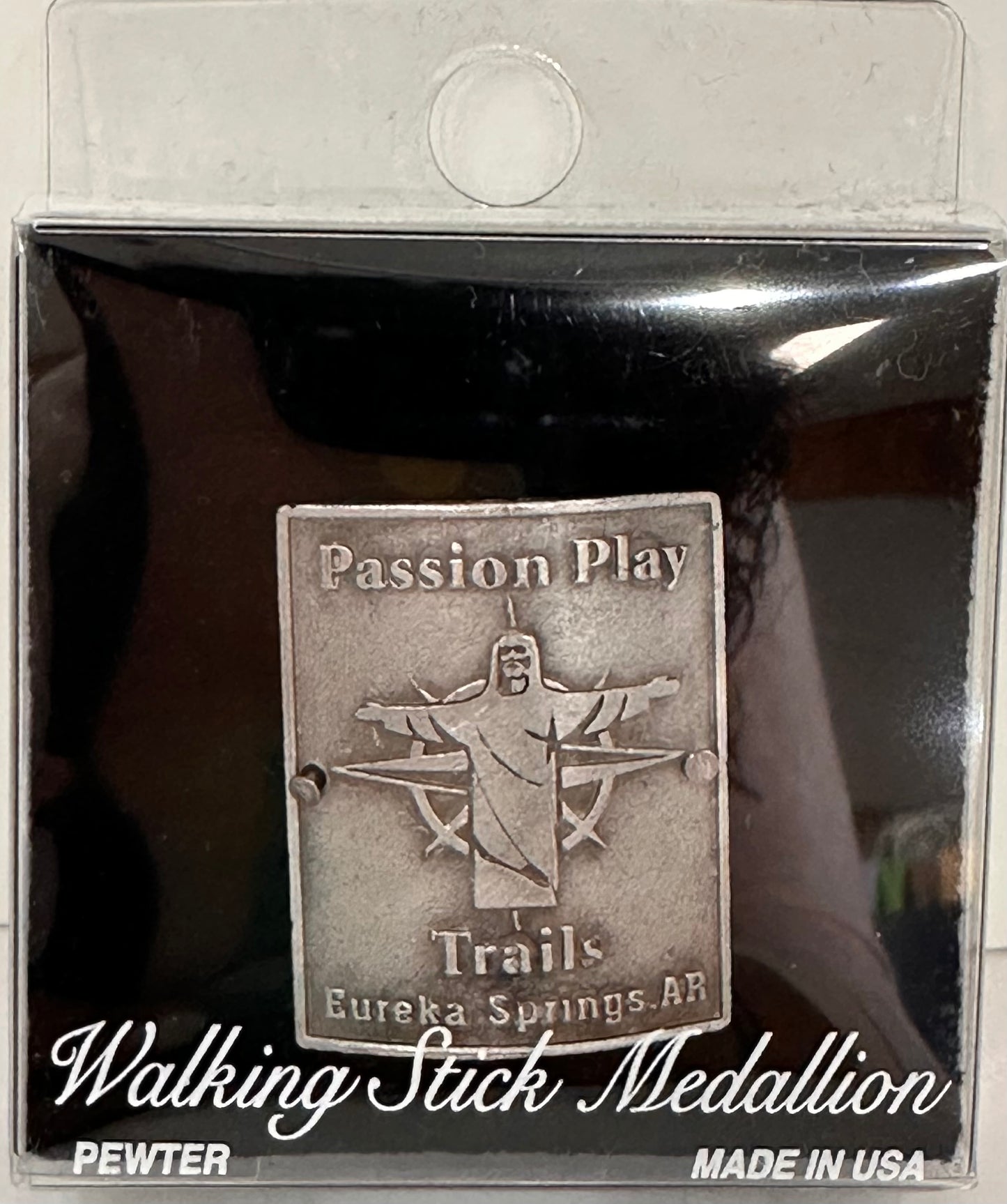 PASSION PLAY TRAILS PEWTER WALKING STICK MEDALLION-1789