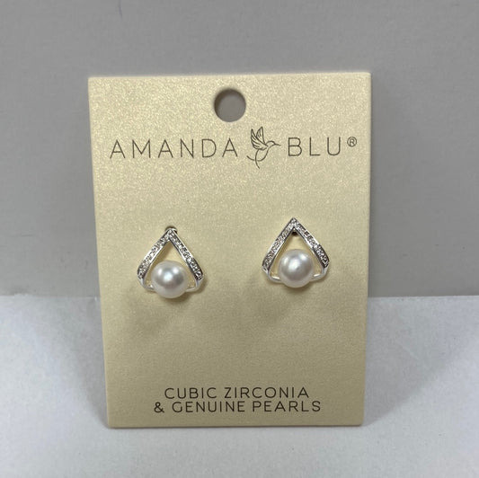 SILVER SPLIT PEARL STUD EARRING-6356