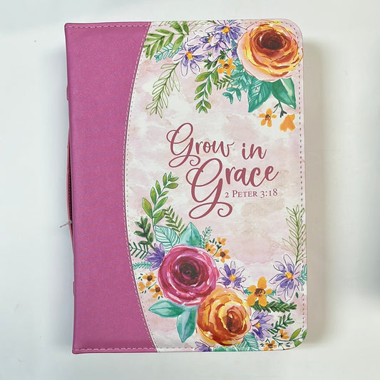 GROW PINK FLORAL XXL BIBLE COV-4886