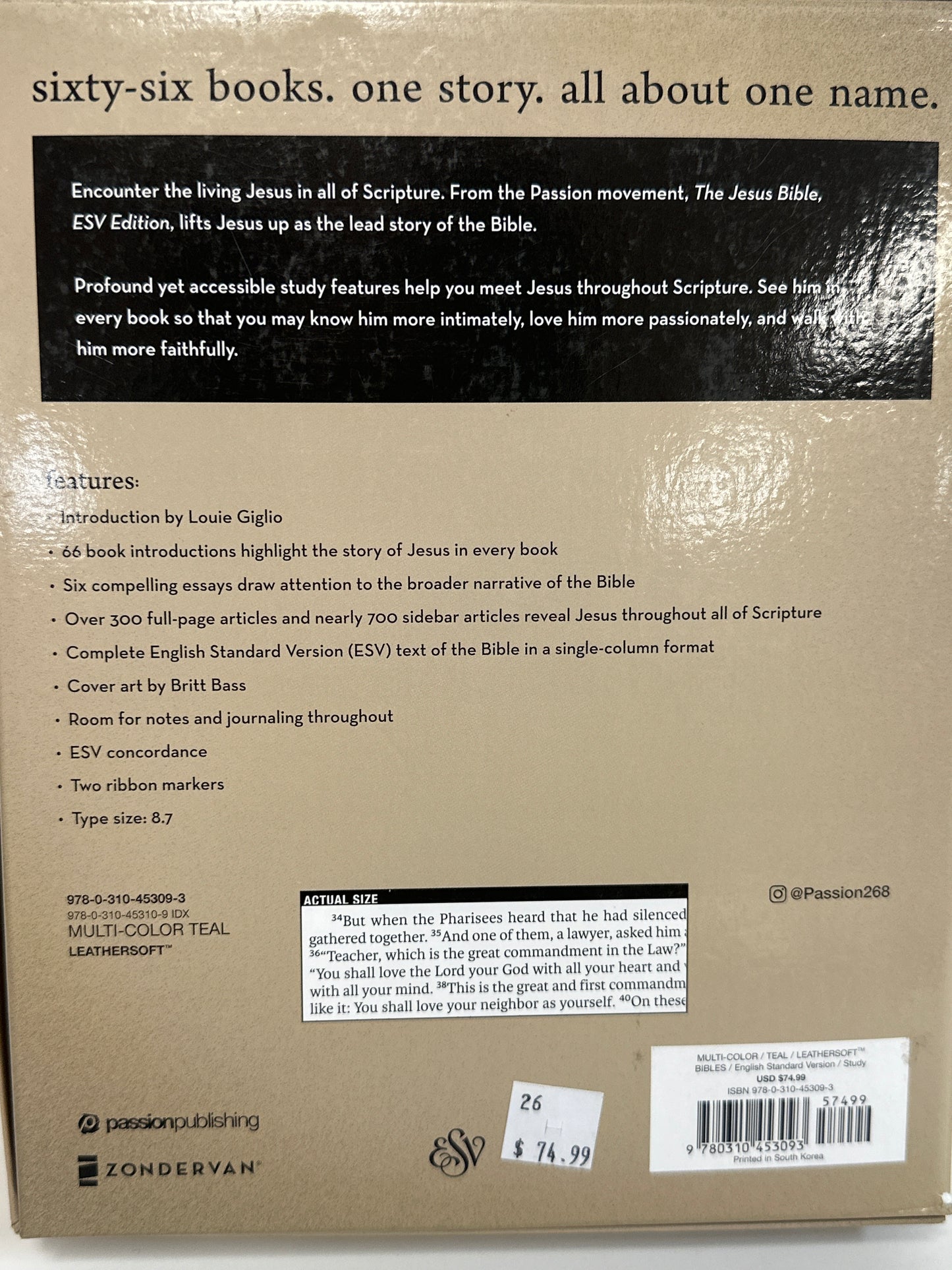 ESV THE JESUS BIBLE MULTI COLOR TEAL-3093