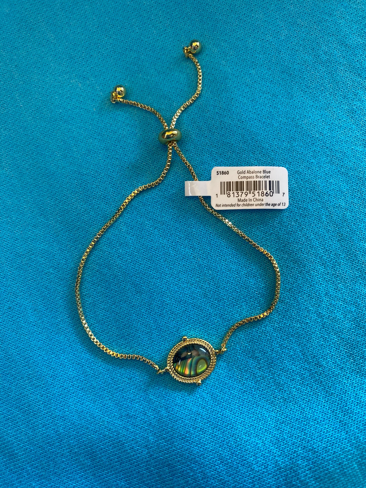 GOLD ABALONE BLUE COMPASS BRACELET-8607