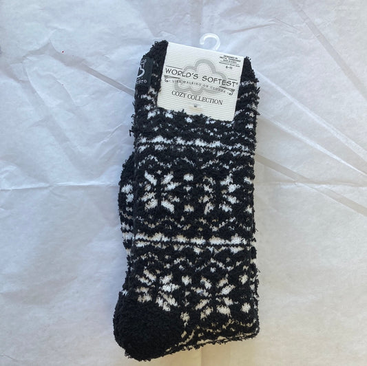 LADIES SOCKS/FAIR ISLE BLACK 013