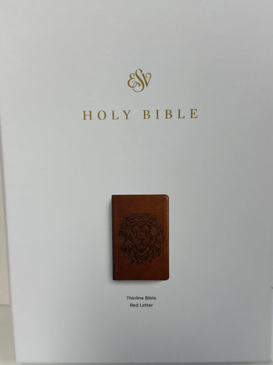 ESV THINLINE RED LETTER BIBLE BROWN ROYAL LION-3619