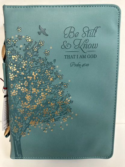 BE STILL TEAL LARGE BIBLE COVER-6262