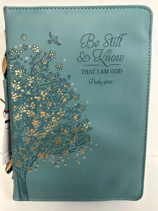 BE STILL TEAL LARGE BIBLE COVER-6262