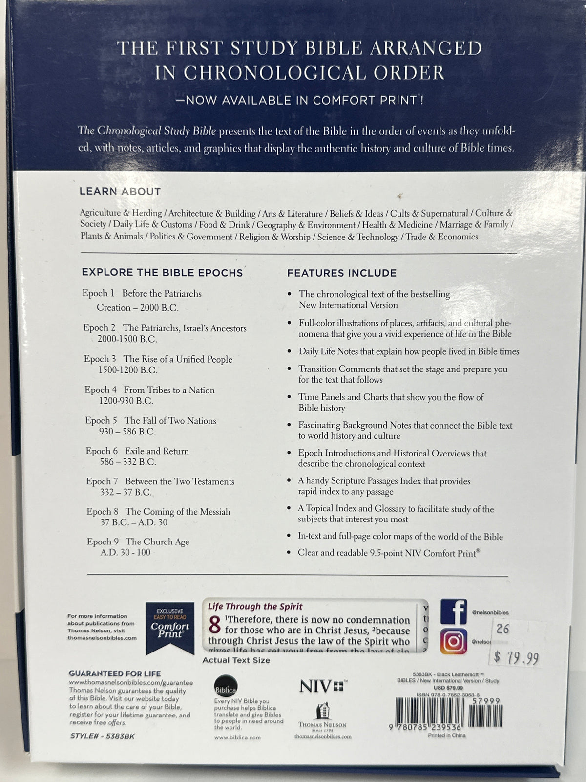 NIV CHRONOLOGICAL STUDY BIBLE BLACK-9536