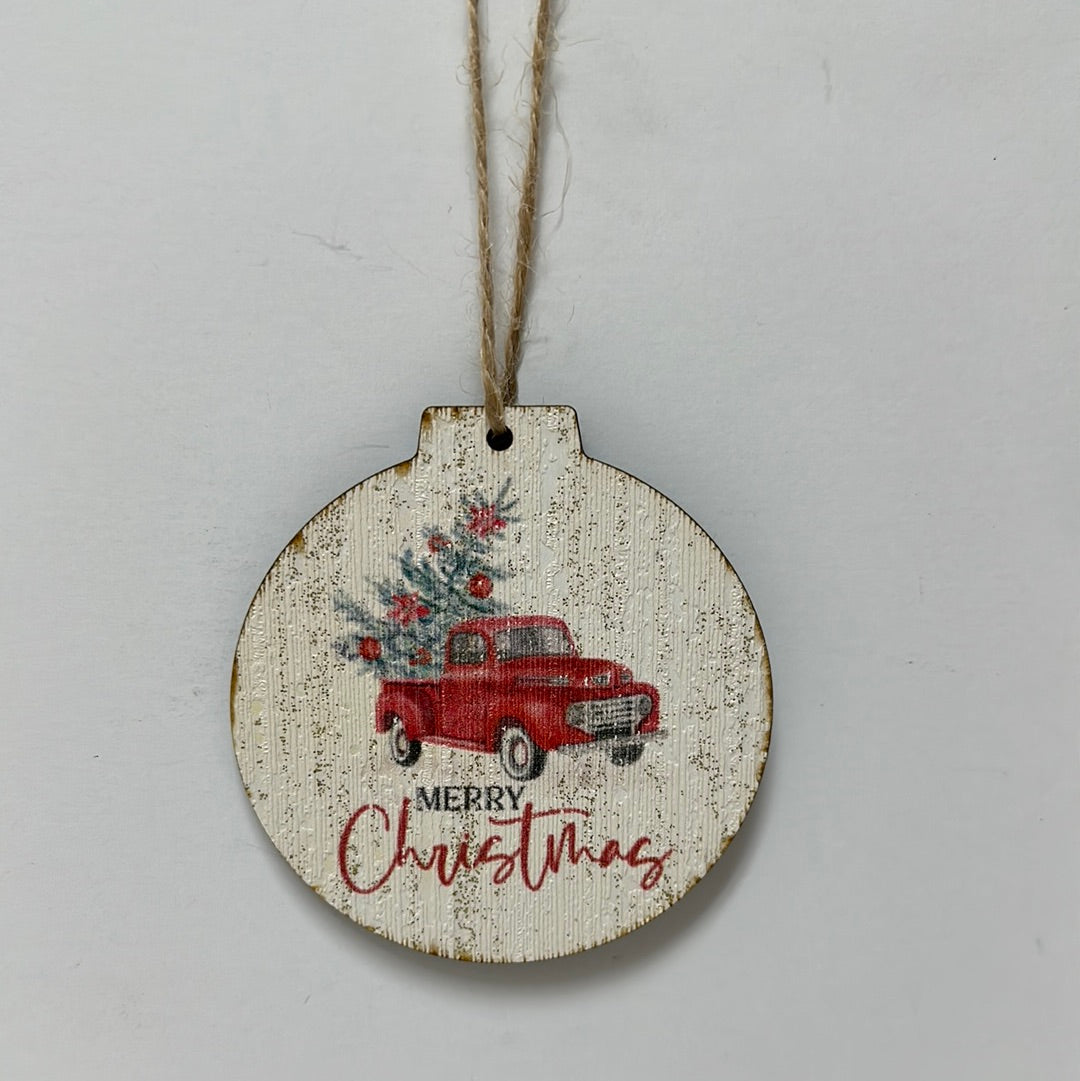 MERRY CHRISTMAS RED TRUCK ORN-7658