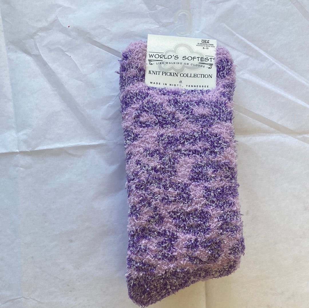 LADIES SOCKS/PURPLE LEOPARD 578