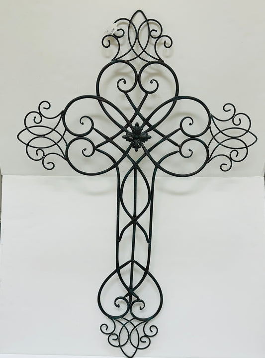 PATINA FINISH METAL WALL CROSS-9301