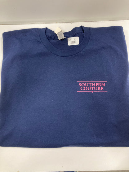 BRUSHSTROKE CROSS CIRCLE NAVY SOUTHERN COUTURE TEE MED-5166