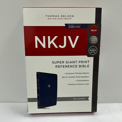 NKJV SUPER GIANT PRINT REF BIBLE BLUE-8218