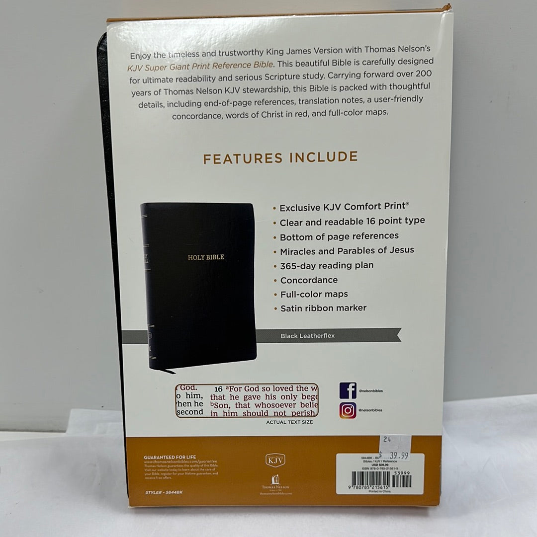 KJV SUPER GIANT PRINT REFERENCE BIBLE BLACK-5615