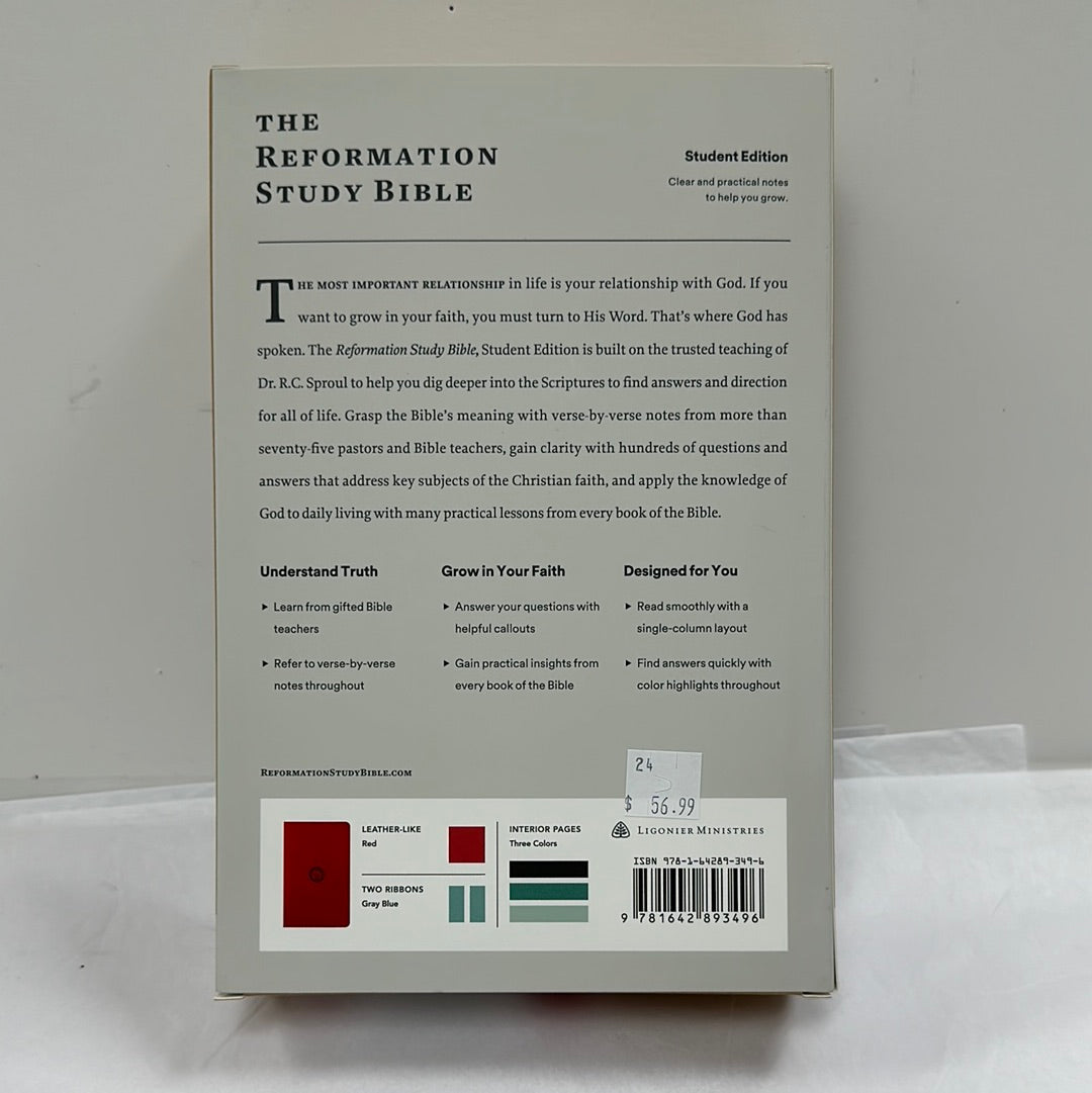 ESV REFORMATION STUDY BIBLE STUDENT EDITION RED-3496